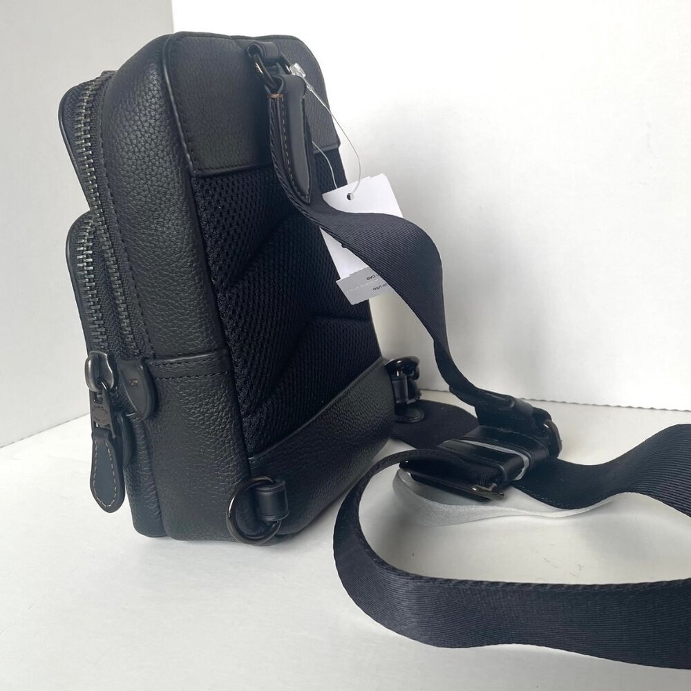 Coach Gotham Sling Pack 13 Black Pebbled Leather CR849 Bag - Picture 7 of 14
